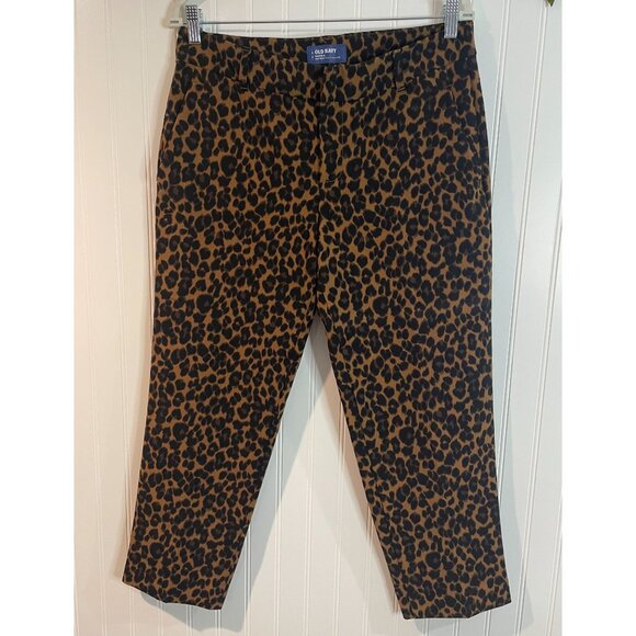 Old Navy Harper Mid-Rise Leopard Print Pants Size 8 Regular - Picture 2 of 13